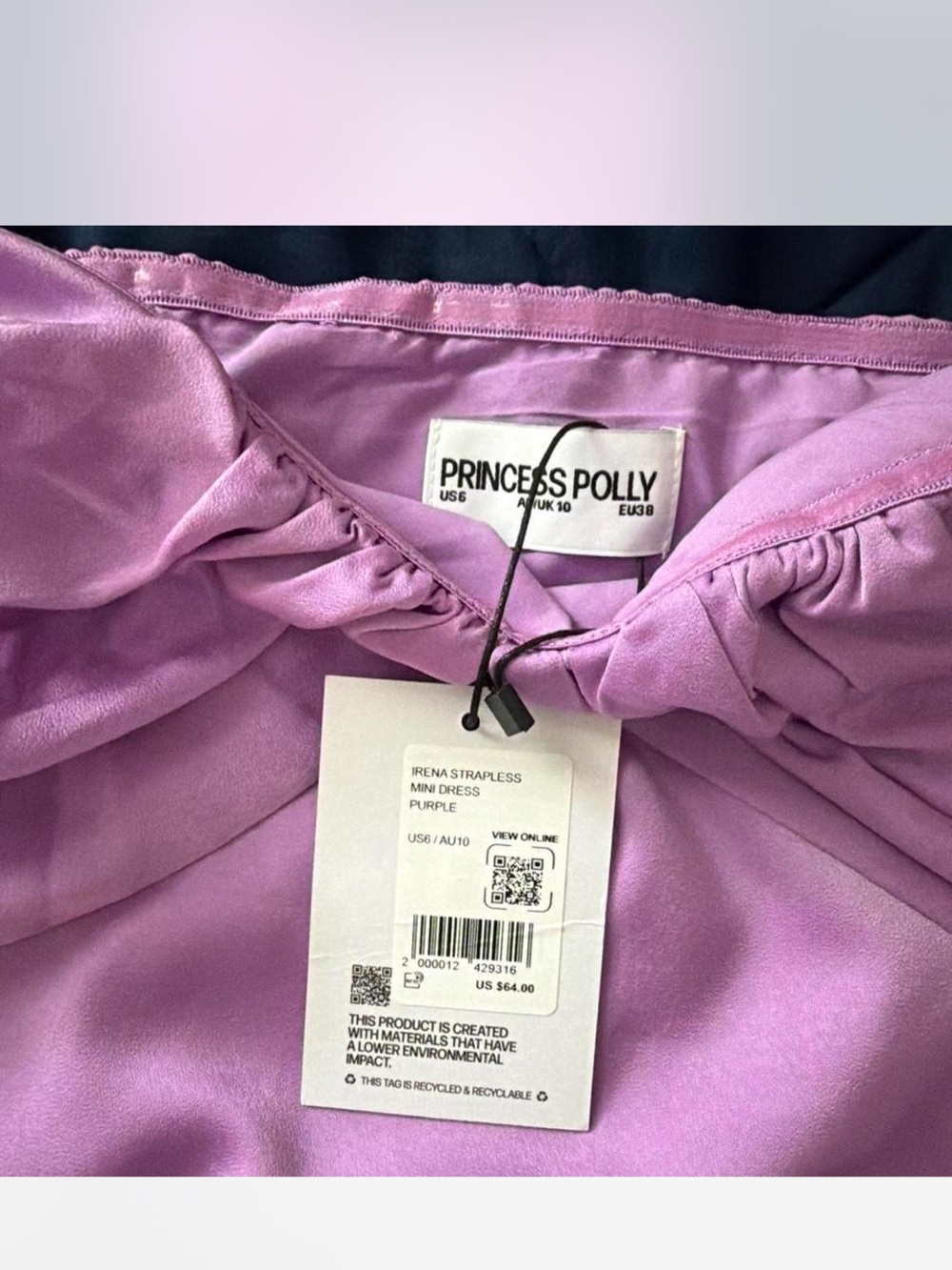 Princess Polly Lilac Strapless Mini Dress